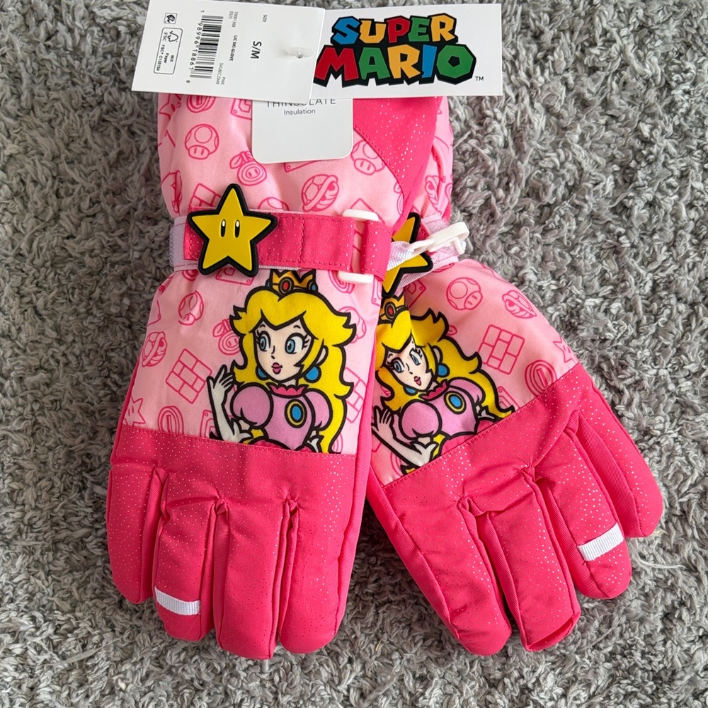 ✨$12✨NWT•Super Mario•Princess Peach Girls’ Ski Gloves | Small/Medium